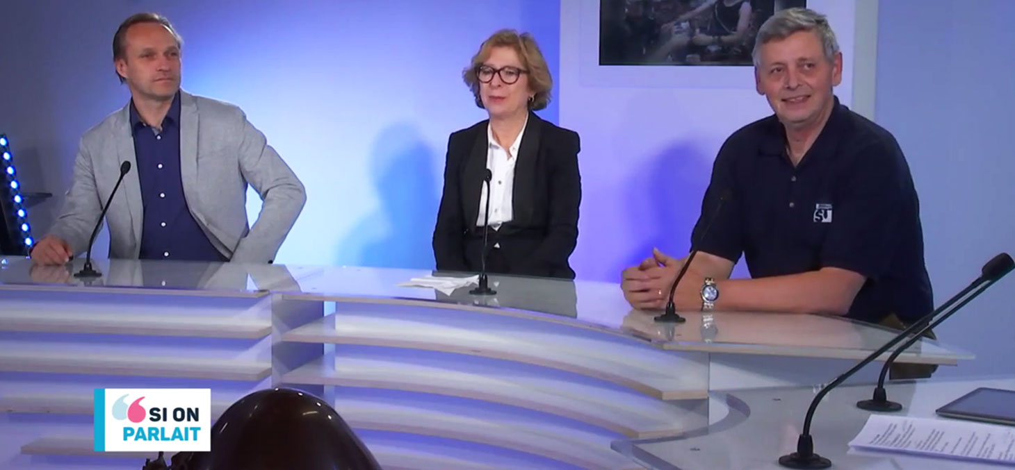 Mathieu Barthélémy,  Geneviève Fioraso et Jean-Jacques Favier sur le plateau de Télégrenoble